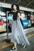 Suji Ange thiết kế ban đầu khâu lưới váy văn học Nhật Bản A-loại vòng cổ ăn mặc mùa hè phong cách mới