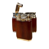 Ретро механическая зажигалка с шестернями из розового дерева на керосине, сумка для техники
