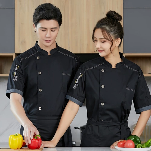Костюм шеф -повара отеля мужчина с коротким рукавами, дышащая одежда шеф -повара Западный ресторан, кухонная одежда, рабочая одежда, рабочая одежда, женская длинные рукава