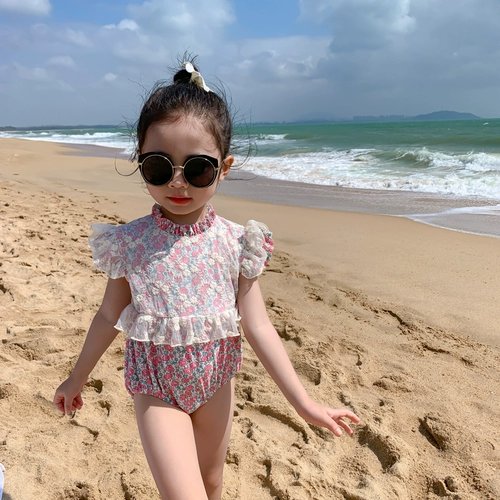 Брендовый детский купальник, кружевной наряд маленькой принцессы, цветочный принт