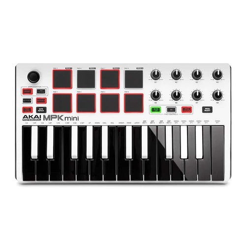 Akai Mpk Mini Mk2 25 Ключ MIDI -клавишная клавиатура Контроллер подушки и портативный Mini