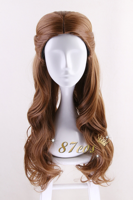 taobao agent 87COS Beauty and Beast Belle 2017 live -action movie mixed brown curly curly COS wig