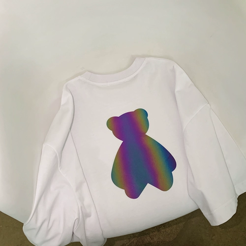 Светоотражающая футболка, парная одежда для влюбленных, летняя одежда, в корейском стиле, с медвежатами, короткий рукав