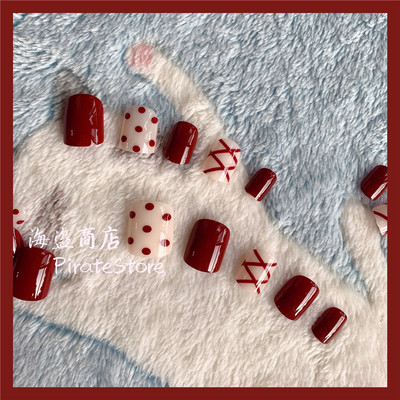 taobao agent Burgundy universal summer fake nails for manicure for nails, ready-made product, for every day