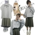Chic 日 系 retro chic đường phố bắn eo cao làm việc đầm với màu xám ve áo polo lỏng đa năng áo len
