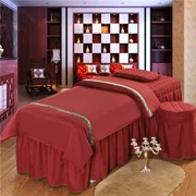 Vẻ đẹp giường bốn bộ đơn giản rượu vang đỏ chần màu tinh khiết Vật lý trị liệu Hàn Quốc nói chung châu Âu bốn mùa cơ thể giường