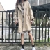 Hàn Quốc phiên bản của mùa xuân của phụ nữ tính khí trong phần dài của lỏng áo gió áo khoác phù hợp với cổ áo một khóa sinh viên chic gió áo khoác Trench Coat