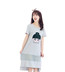 Cotton dài nightdress nữ mùa hè vành đai ngực pad áo ngực đồ ngủ ngắn tay áo dài váy nửa tay áo cotton nightdress từ mặc áo ngực Đêm đầm