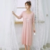 Mặc đồ ngủ miễn phí có thể mặc đồ ngủ bên ngoài váy ngủ với áo lót nữ mùa hè bằng vải cotton ngắn tay phiên bản Hàn Quốc của váy sinh viên tươi