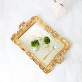 Европейская стиль золотистого перолочного зеркала стеклянный лоток прямоугольный фрукты тарелка чай