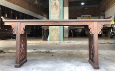 Антикварный письменный стол 天香倾城 老挝大红酸枝灵芝纹翘头案交趾黄檀条案仙作红木家具