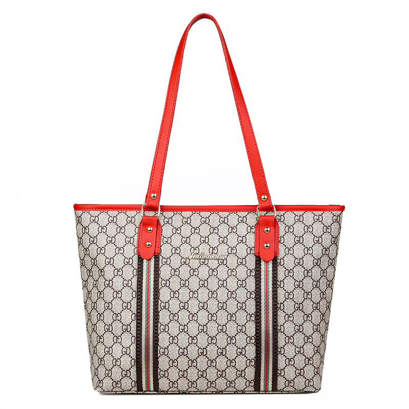 Red2021 new pattern Female bag Color contrast stripe  Simplicity leisure time The single shoulder bag high-capacity fashion Versatile handbag
