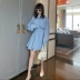 2020 mùa thu mới của phụ nữ thời trang tính khí váy áo sơ mi cổ chữ V eo mỏng nếp gấp một đường áo sơ mi - váy đầm