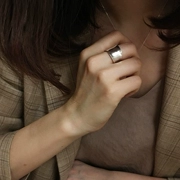 S925 sterling bạc mở nhẫn phụ nữ Nhật Bản và Hàn Quốc đơn giản mịn màng chải yên ngựa nhẫn trang sức Hàn Quốc - Nhẫn