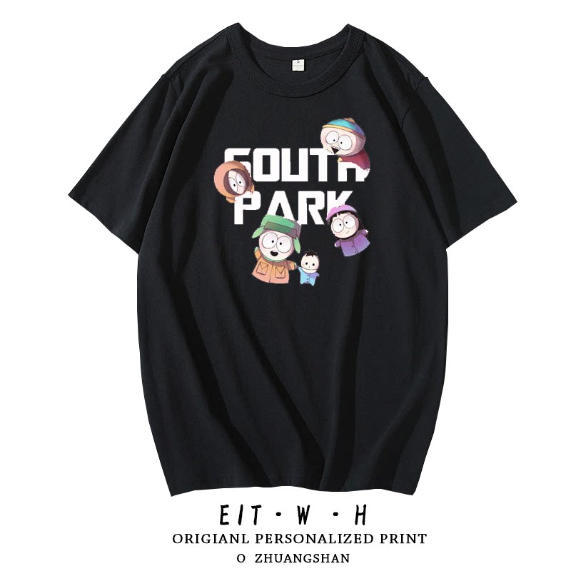 Футболка South Park с надписью Южный Парк, Kenny в коротком рукаве, одежда вокруг Kenny, полурукавная футболка