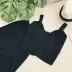 Hàn quốc phiên bản của thời trang đan phù hợp với một cách cẩn thận máy xếp li V-Cổ yếm trong top + đàn hồi cao eo chân rộng hai mảnh áo kiểu nữ đẹp 2021 Bộ đồ