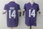 Quần áo bóng bầu dục huyền thoại người hâm mộ ưu tú kích thước lớn thêu tay áo ngắn hip hop Vikings Vikings 14 # DIGGS - bóng bầu dục rugby bond