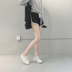 Hồng Kông- phong cách retro nhẹ nhàng Hàn Quốc sang trọng nhà tập thể dục kỳ nghỉ quần hem cạnh màu giản dị bông thể thao quần short quần short đũi nữ Quần short
