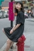 An Xiaoluo màu rắn nhỏ váy tươi nữ mùa hè đại học phiên bản Hàn Quốc của chiếc váy dài cổ áo búp bê dây rút - Sản phẩm HOT