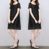 Châu âu trạm 2018 mùa hè mới Hàn Quốc phiên bản của sọc lớn kích thước ăn mặc nữ thời trang màu đen lỏng tính khí Một từ váy