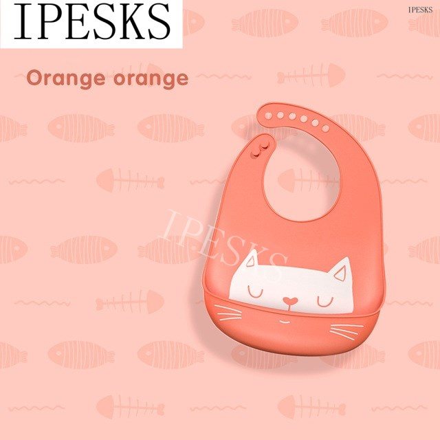 Orange&CatSiliconebibsBabyNewbornBoybibGirlSalivaTowelInfant