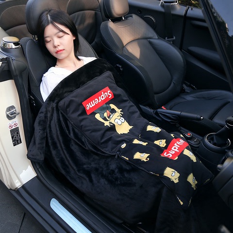 珊瑚绒多功能加厚毯子午睡车载抱枕被优惠券