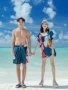 Bộ đồ bơi bốn mảnh màu đỏ gợi cảm của cặp đôi mới với bộ ngực nhỏ được chia đôi bikini nữ du lịch bên bờ biển - Vài đồ bơi đồ đôi di biển	