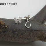 Серьги с бантиком, милый серебряный браслет, серебро 999 пробы