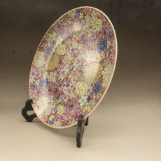 Тарелка 清乾隆粉彩万花图案瓷盘 摆件 古玩古董 仿古瓷器摆件收藏