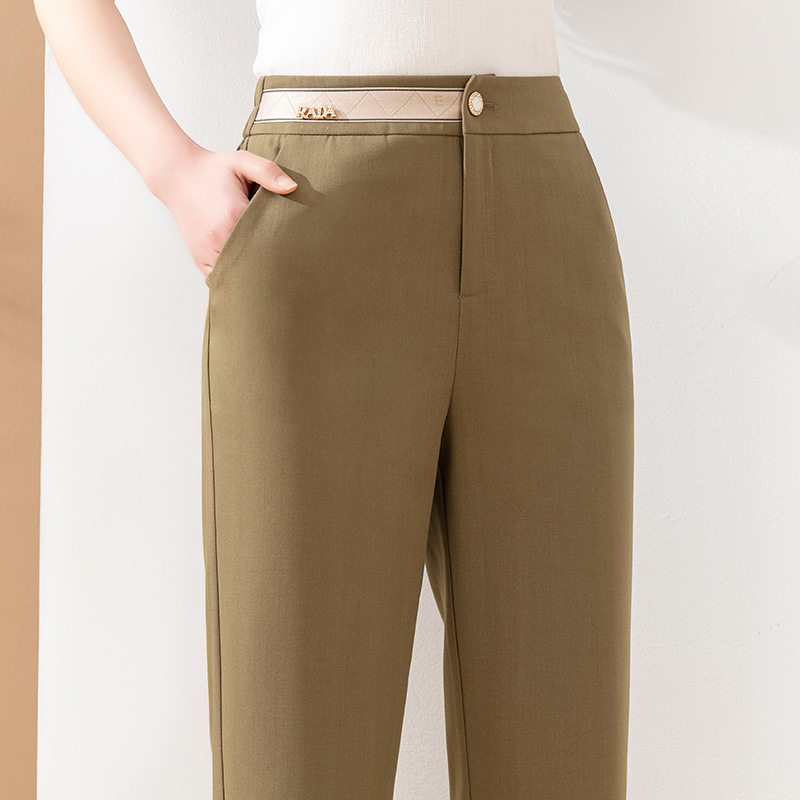 Spring 2022 new collection: High-waisted casual Halon style Hong Kong-style women's pants, 9-inch pants, cigarette tube pants, and elegant straight-leg dress pants Specification image