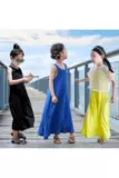 Летнее платье, хлопковая летняя одежда для принцессы, пляжная детская длинная юбка, в корейском стиле, детская одежда, подходит для подростков, семейный стиль