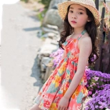 Летняя юбка, летняя одежда для девочек, детский хлопковый корсет, пляжное платье, в цветочек, в западном стиле
