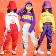 Trẻ em nhảy đường phố phù hợp với cô gái hip-hop lỏng lẻo quần áo ngắn thủy triều cô gái hiphop trang phục jazz thủy triều - Trang phục