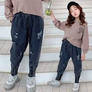 Quần áo trẻ em 2019 mùa thu bé gái mới quần jeans củ cải dài quần dài 4 đến 12 tuổi chiều cao 110-160 - Khác