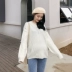 Phụ nữ mang thai áo len nữ mùa thu và mùa đông dài tay thả lỏng thời trang mẹ phiên bản Hàn Quốc của tua rua ngắn màu trắng phụ nữ mang thai mùa thu Áo thai sản