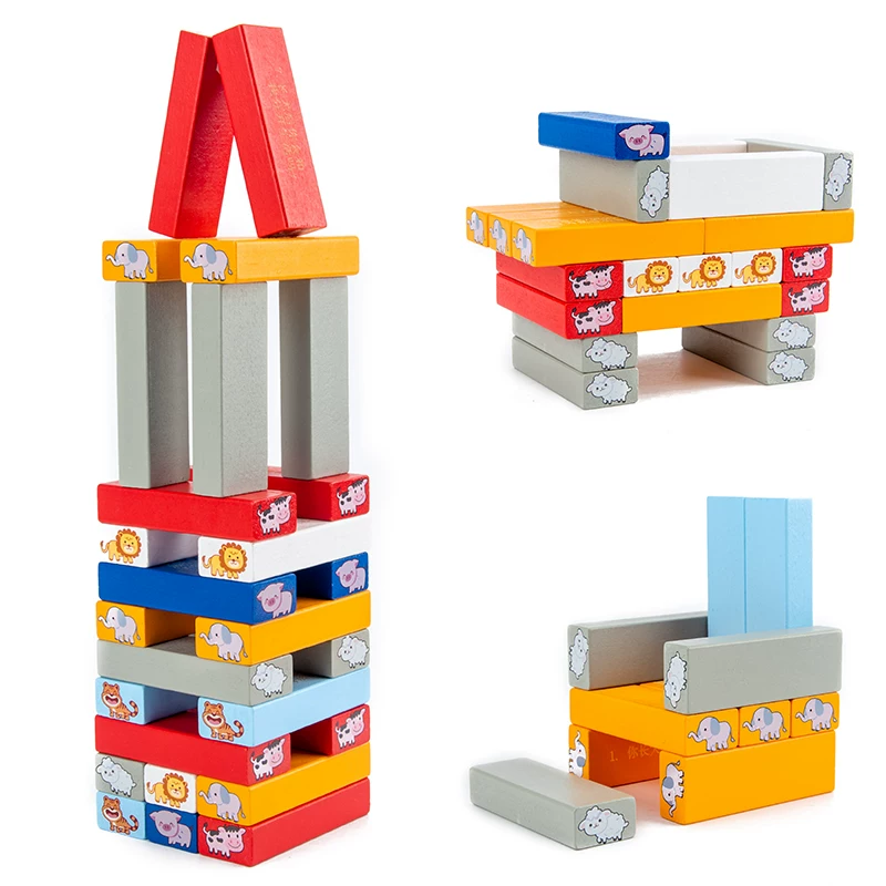 Tower, constructor, interactive Jenga, board game for adults, for children and parents