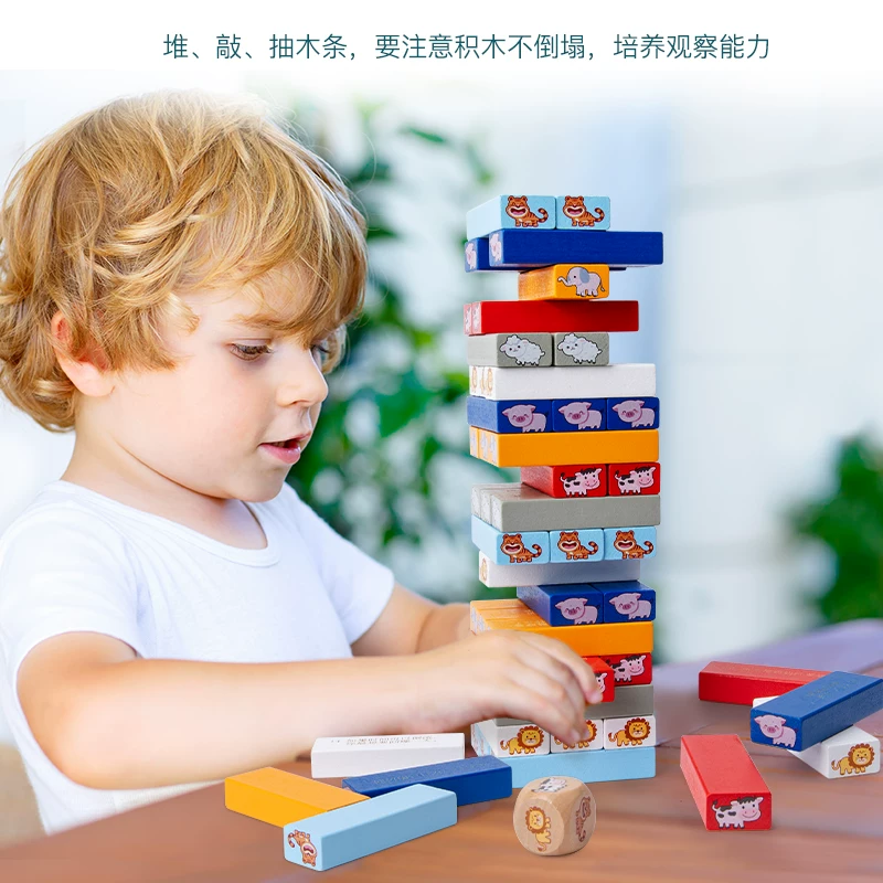 Tower, constructor, interactive Jenga, board game for adults, for children and parents