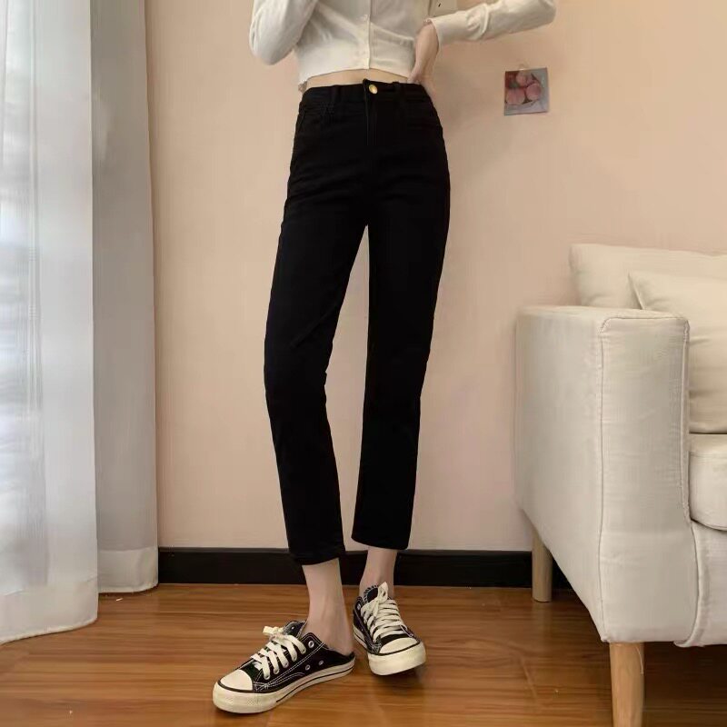Black smoke tube straight-leg jeans for women, 2022 summer thin new style for petite women, 80% to 90% summer pants Specification image