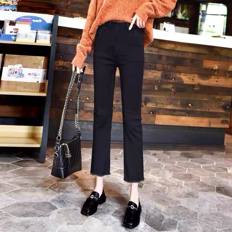 Black smoke tube straight-leg jeans for women's summer 2022, a new thin European bestseller for women's summer pants
