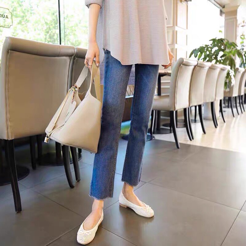 Straight-leg cigarette tube jeans for women's summer 2022, a thin new style, a bestseller for women in 2021, 8-inch and 9-inch pants details Picture