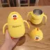 Cốc nhỏ màu vàng gà mẫu giáo bé học sinh rơm thủy tinh trẻ em dễ thương gà phim hoạt hình cốc nước động vật - Tách