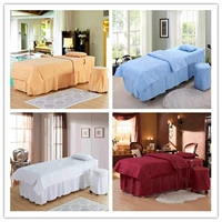 Custom-made bedspread vẻ đẹp chế độ ba mảnh vẻ đẹp trắng cửa hàng màu xám hình thang vườn giường màu hồng váy - Trang bị tấm ga trải giường spa đẹp