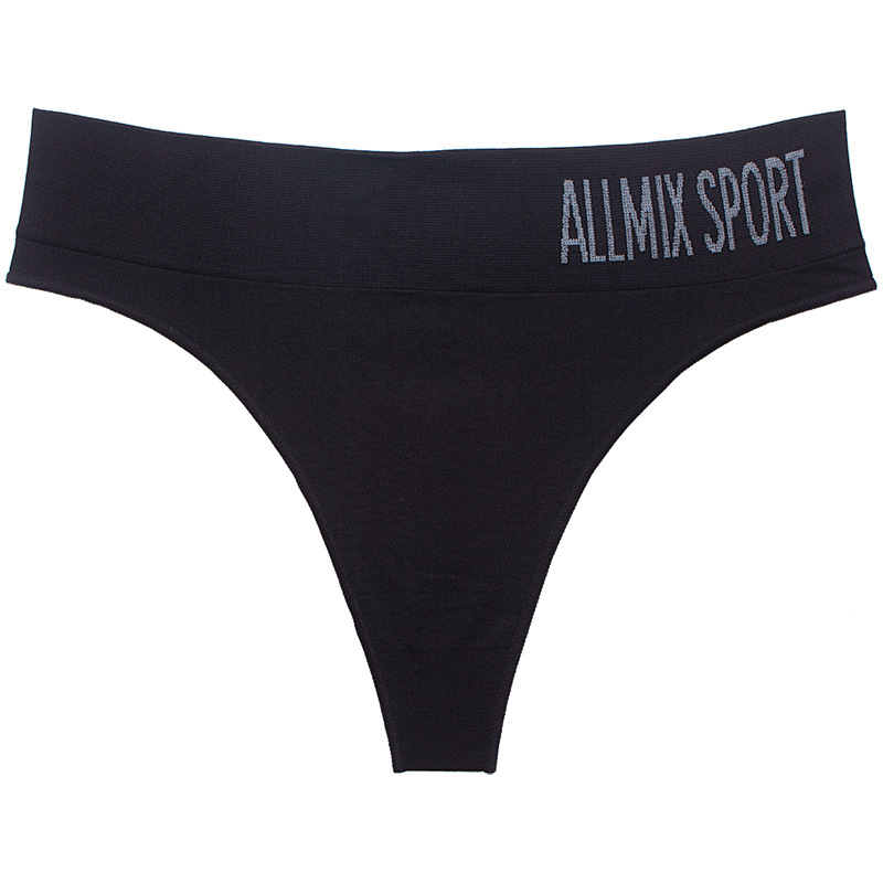 Medium High Waist BlackEurope and America sexy underpants female pure cotton black T-back ma'am motion Bodybuilding Medium high waist Cotton No trace T-pants
