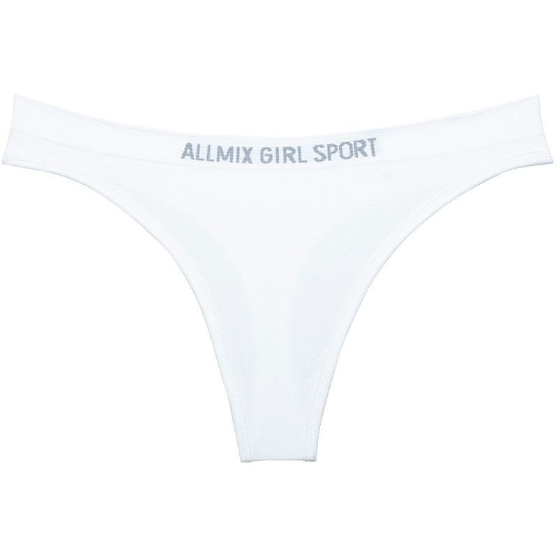 Medium Low Waist WhiteEurope and America sexy underpants female pure cotton black T-back ma'am motion Bodybuilding Medium high waist Cotton No trace T-pants