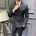 Mùa thu đông mới phong cách Anh phù hợp với áo hai dây kiểu dáng kẻ sọc phù hợp với nam Hàn Quốc phiên bản Hàn Quốc của xu hướng tự tu nhỏ đẹp trai - Suit phù hợp bộ vest nam thời trang Suit phù hợp