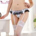 Đen sexy cám dỗ trong suốt vớ sexy ngã ba ren bow garter vớ phù hợp với vớ nữ dây đai bó sát Nịt Tất