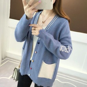 慵懒风针织衫网红毛衣外套女短款