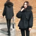 Chống mùa đặc biệt 2018 mùa đông Hàn Quốc phiên bản của trùm đầu nhỏ cổ áo lông thú lớn xuống áo khoác eo màu đen ngắn áo khoác nữ Xuống áo khoác