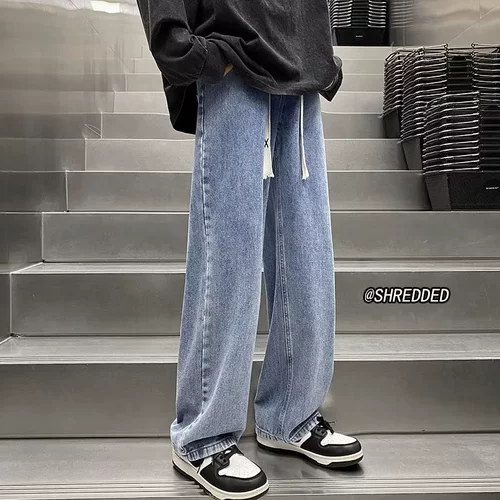 Джинсы, трендовые повседневные брюки, осенние, свободный прямой крой, оверсайз, в американском стиле