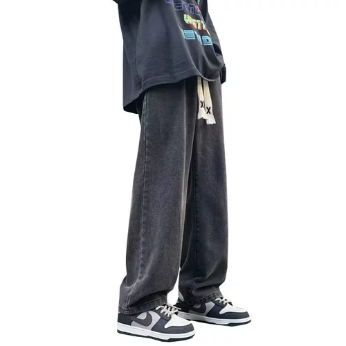 Джинсы, трендовые повседневные брюки, осенние, свободный прямой крой, оверсайз, в американском стиле